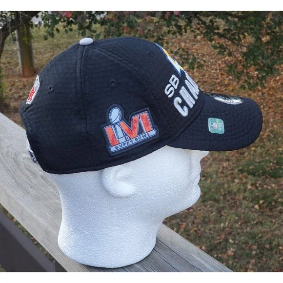 New Era Los Angeles Rams Hat Mens 9FORTY Black Snapback Super Bowl LVI Champions - Picture 5 of 11